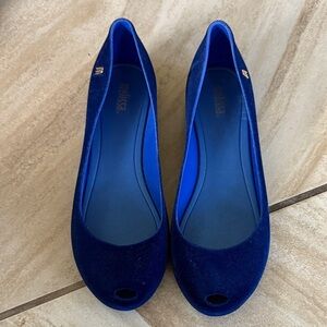 Melissa Women's Deep Blue Peep Toe Flats